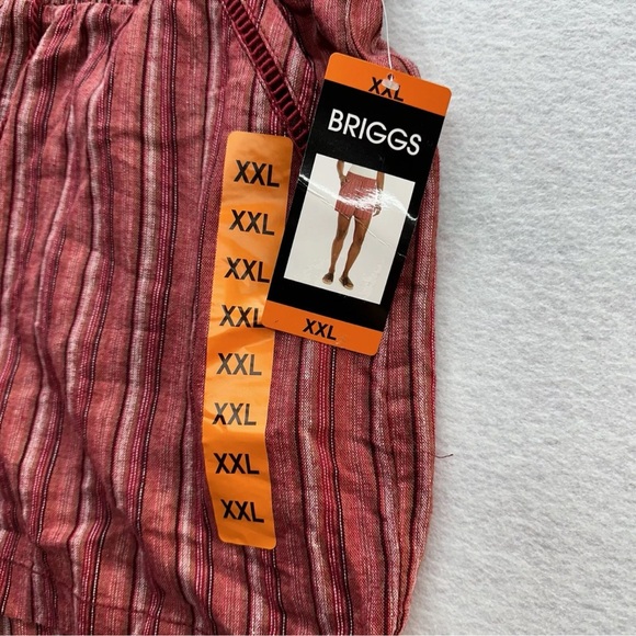 NWT Briggs RED Stripe Woman's Linen/Rayon 4-pocket Pull-on SHORTS ~ Size XXL - Picture 7 of 8